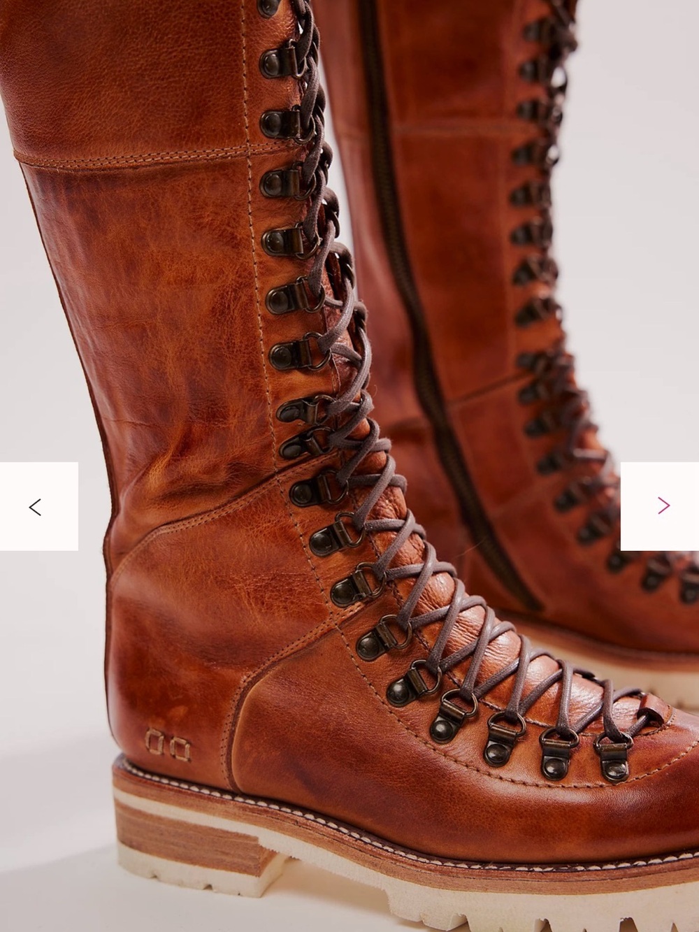 BED|STU x Free People Victory (Lustrous) Pecan Tall Lace-Up Leather Boots - Picture 13 of 15